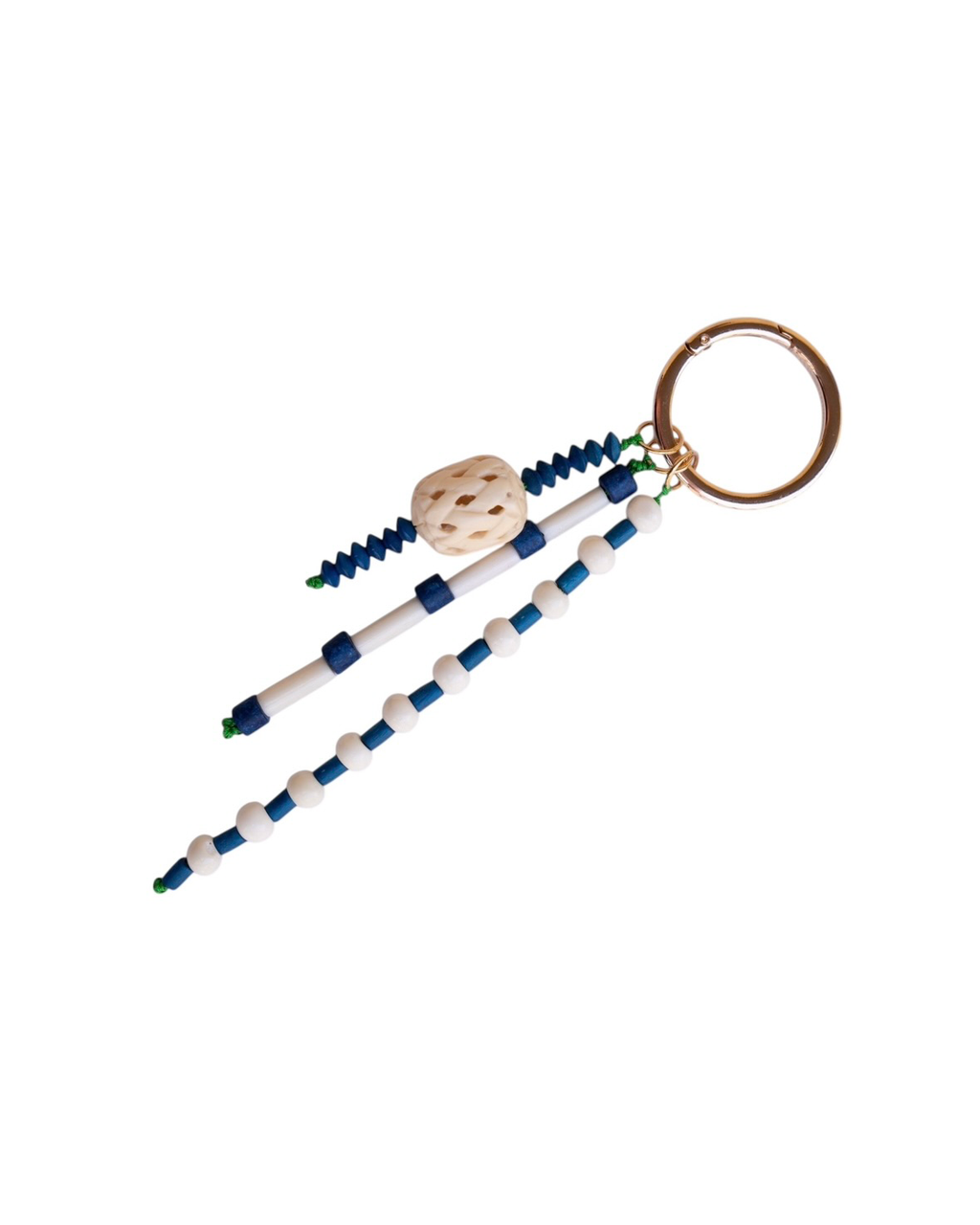 Keychain with beads and a key ring on a white background