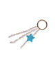 Keychain with white beads and a blue star charm on a white background