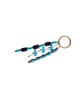 Keychain with turquoise beads and gold ring on a white background