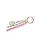 Keychain with tennis racket and beaded chain on a white background