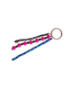 Colorful beaded keychain with a metal ring on a white background